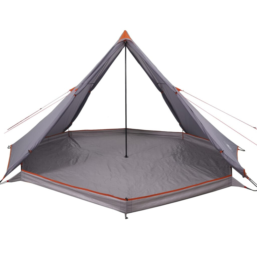 vidaXL Family Tent Tipi 8-Person Patio Camping Tent Grey and Orange Waterproof