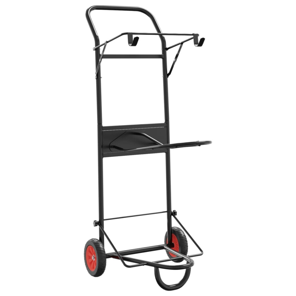 vidaXL Saddle Trolley Foldable Tack Cart Storage Hand Truck Dolly Black Steel