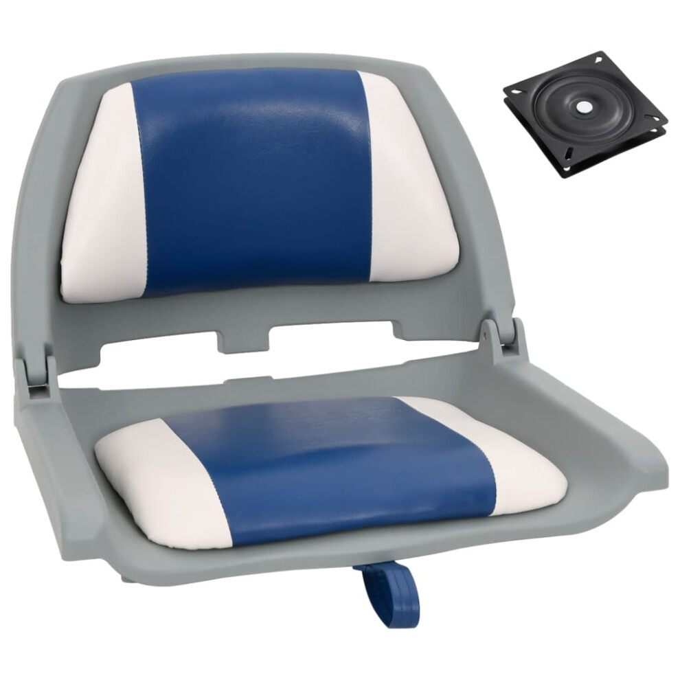 vidaXL Foldable Boat Seat Set 2 Piece with Blue-white Pillow Kayak Canoe Seat