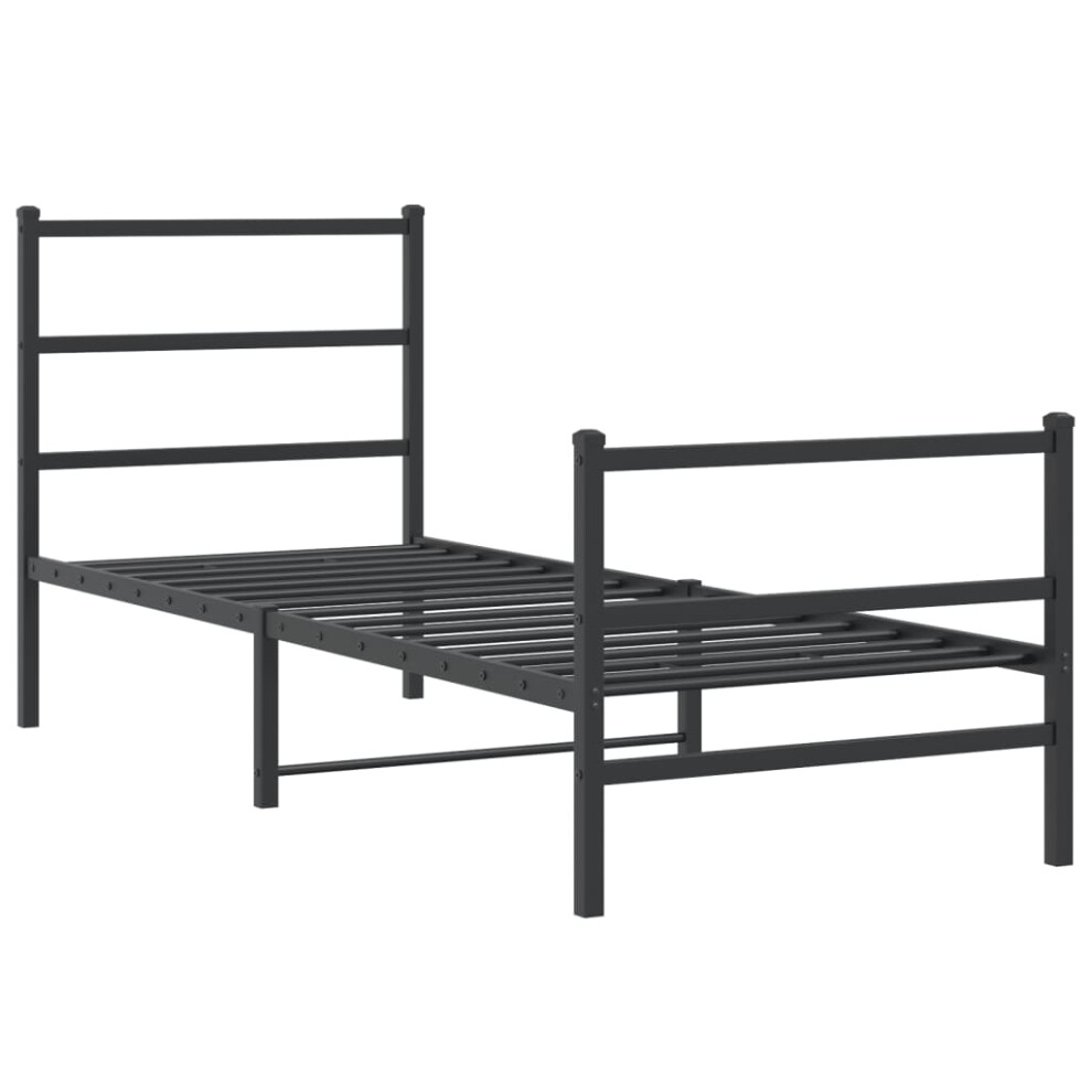 vidaXL Metal Bed Frame with Headboard and Footboard Bed BaseÃÂ Black 80x200 cm