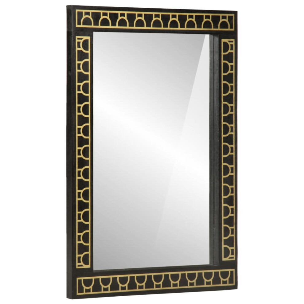 vidaXL Bathroom Mirror Make up Wall Mounted Mirror Solid Wood Mango and Glass