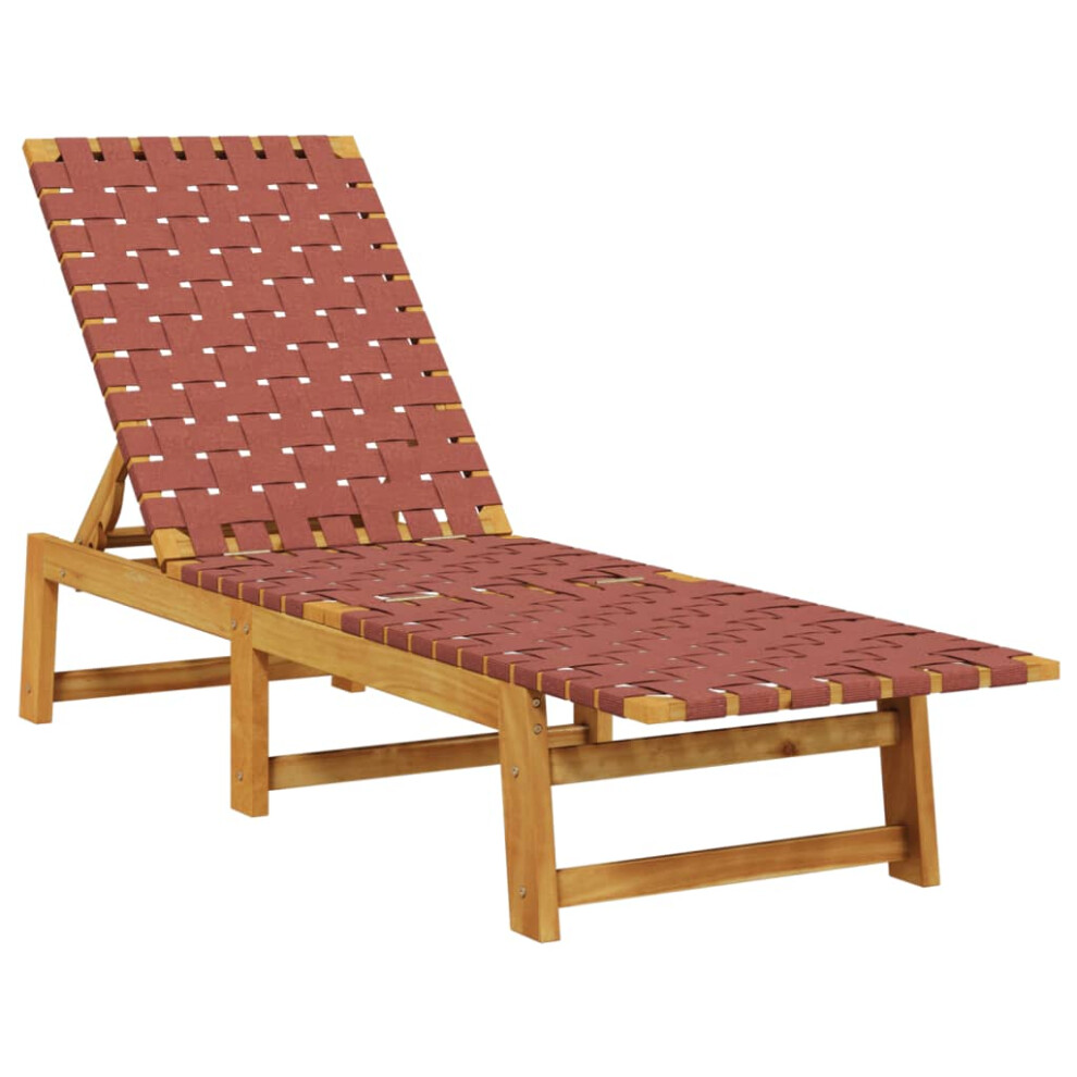 vidaXL Sun Lounger Outdoor Sun Bed Day Bed Red Solid Wood Acacia And Fabric