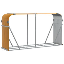 vidaXL Log Holder Firewood Rack Log Wood Storage Light Brown Galvanised Steel