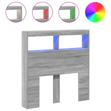 vidaXL Headboard Cabinet with LED Bed Headboard Grey Sonoma 100x17x102 cm