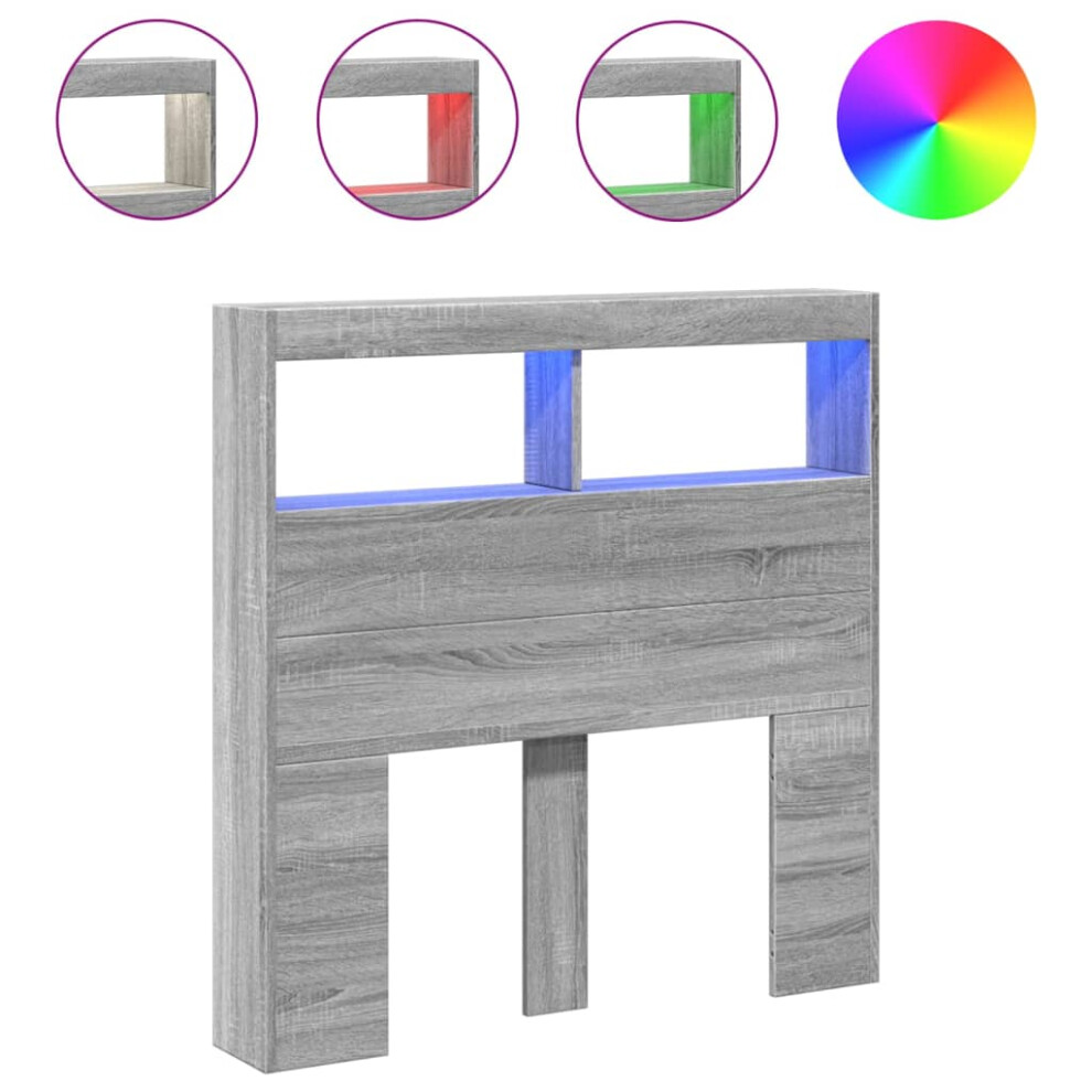 Vidaxl Headboard Cabinet With Led Bed Headboard Grey Sonoma 100X17x102 Cm