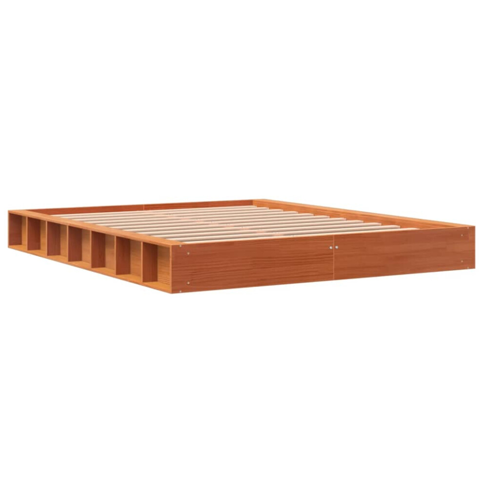 Vidaxl Bed Frame Home Bed Base Wax Brown 150X200 Cm King Size Solid Wood Pine