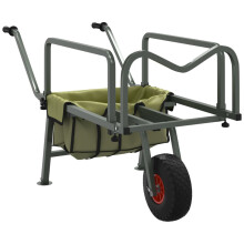 vidaXL Fishing Trolley Green - Powder-Coated Steel Barrow, 150 kg Capacity, Foldable with Wheel and Adjustable Feet