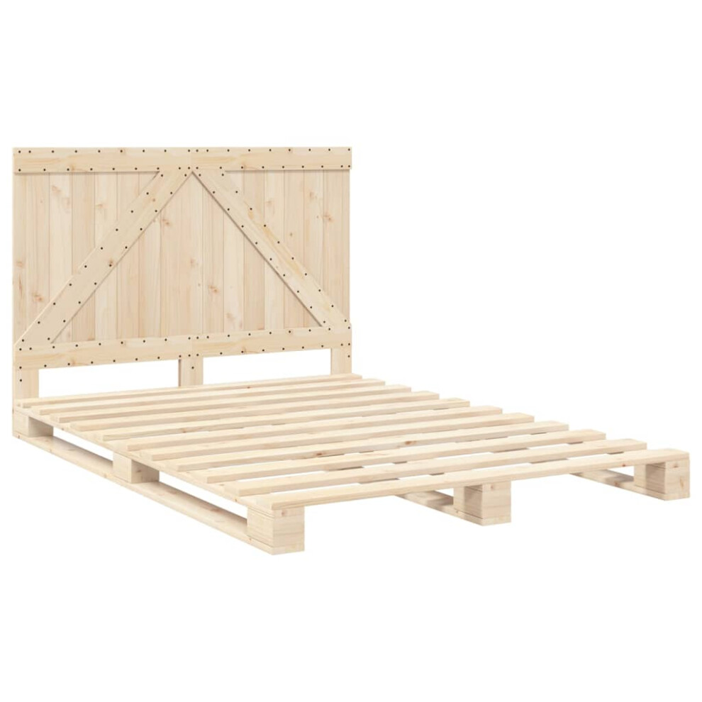 Vidaxl Bed Frame With Headboard Bed Base Bedstead 140X200 Cm Solid Wood Pine