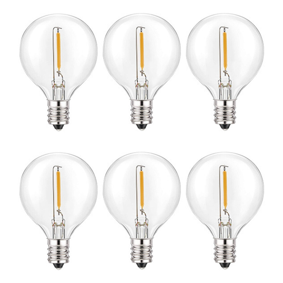 6Pcs G40 Bulbs,E12 Screw Base LED Globe Bulbs For Solar String Lights