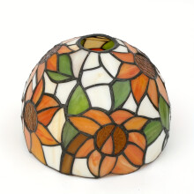 (Orange Sunflower) 1pc Lamp Shade Replacement, Sunflower Vintage Style Stained Glass Lampshade