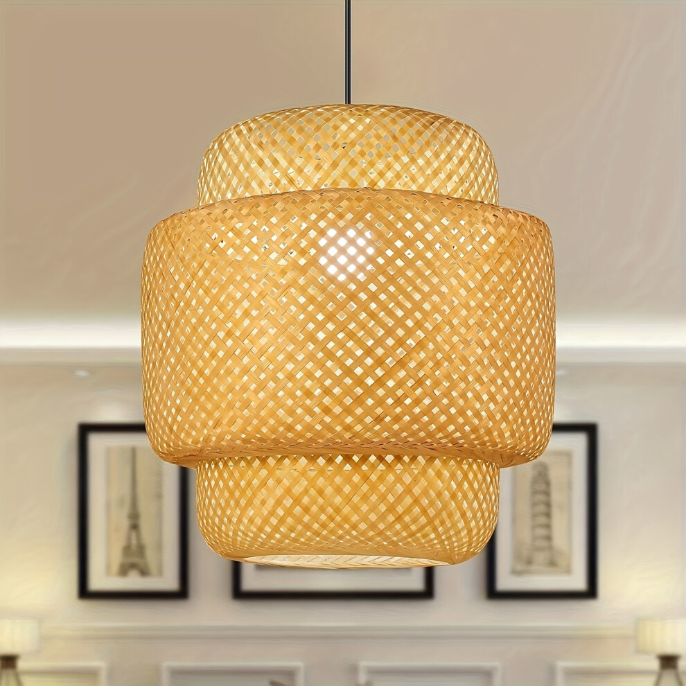 (country style) 1pc Bamboo Pendant Lamp Shade, Natural Material Bamboo Lampshade