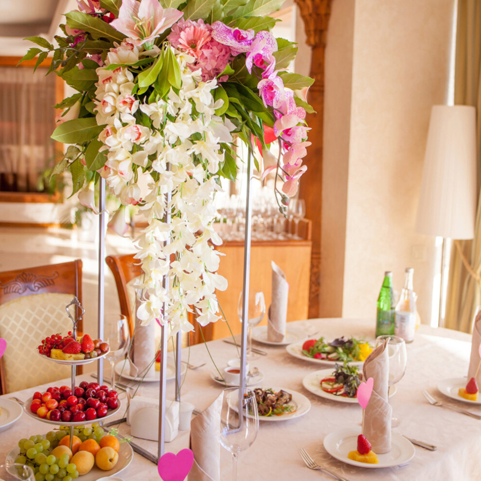 Column Metal Wedding Flower Stand with Acrylic Top