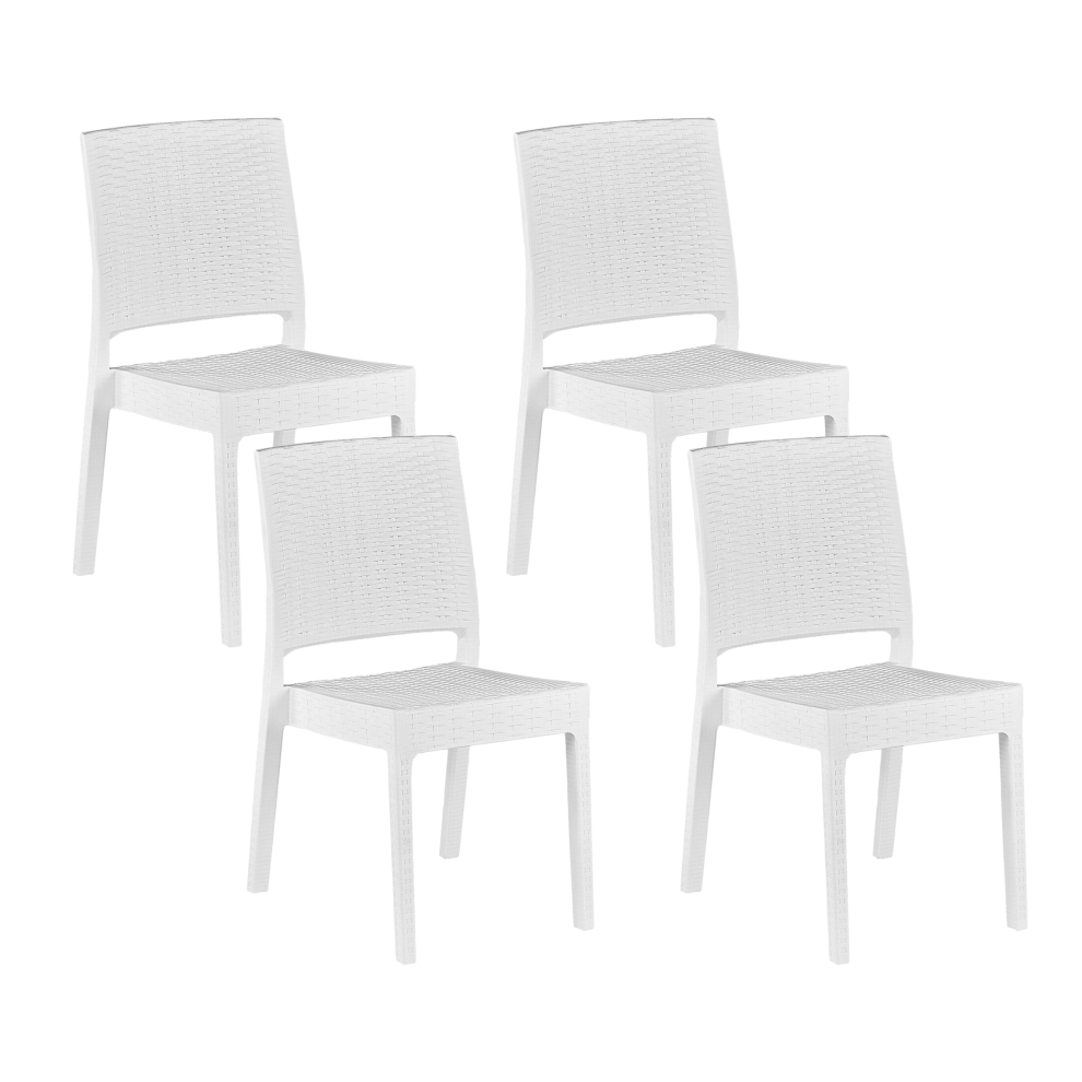 Set of 4 Garden Chairs FOSSANO Synthetic Material White
