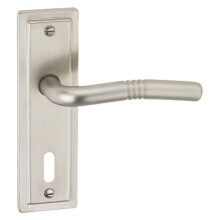(Satin Nickel Keyhole) Metal Lever Latch Door Handles Set Round Rose
