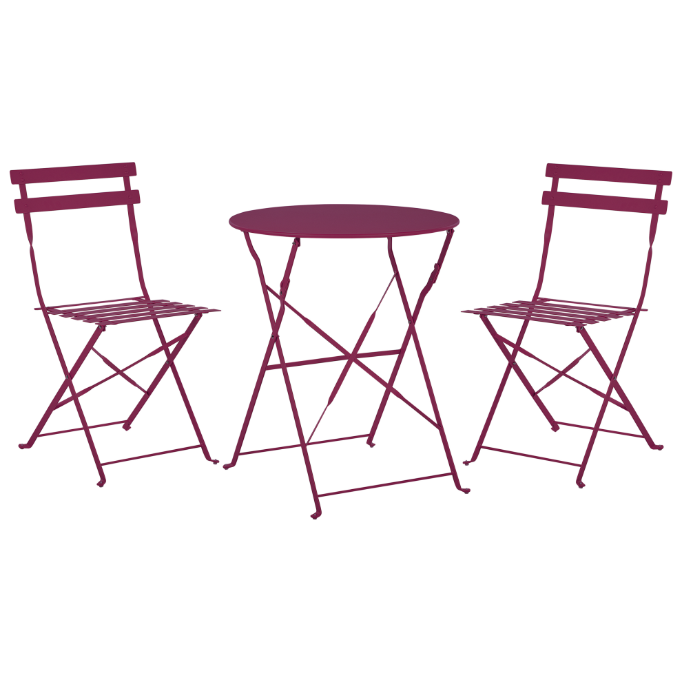 Bistro Set Folding FIORI Metal Burgundy