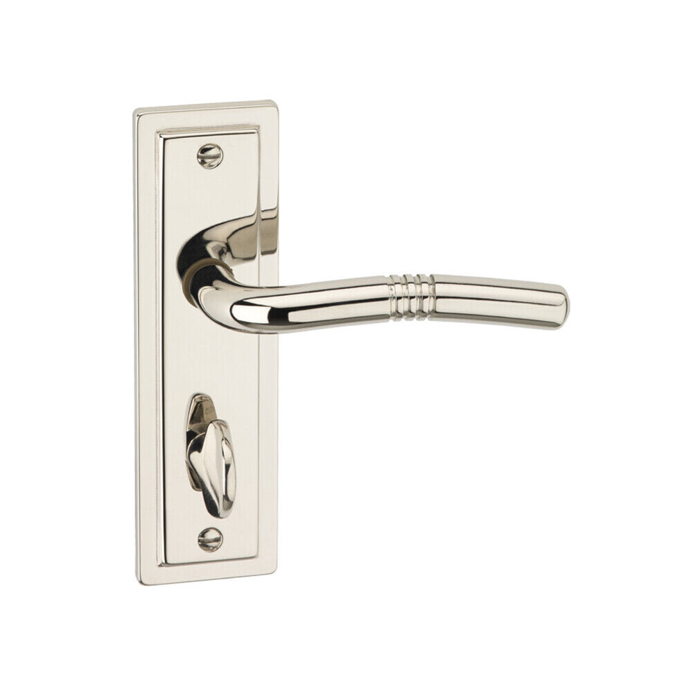 (Polished Nickel Bathroom) Metal Lever Latch Door Handles Set Round Rose