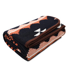 ACUSHLA Merino Wool Camp Blanket - Warm, Thick, Washable, Large Throw - Great for Outdoor Camping All Seasons Suitable Morocco Dark Blue 79" x63"