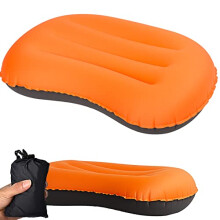 Ultralight Camping/Inflating Travel Pillow, 3.5 oz Compressible, Comfortable, Ergonomic Camping Pillow with Storage Bag, for Neck & Lumbar Support for