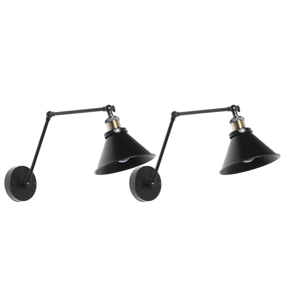 Set of 2 Wall Lamps NARVA Adjustable Metal Black
