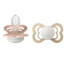 BIBS Supreme Dummies 2 Pack BPA Symmetrical Nipple Silicone Size 2 (6-18 Months) Blush/Vanilla Night