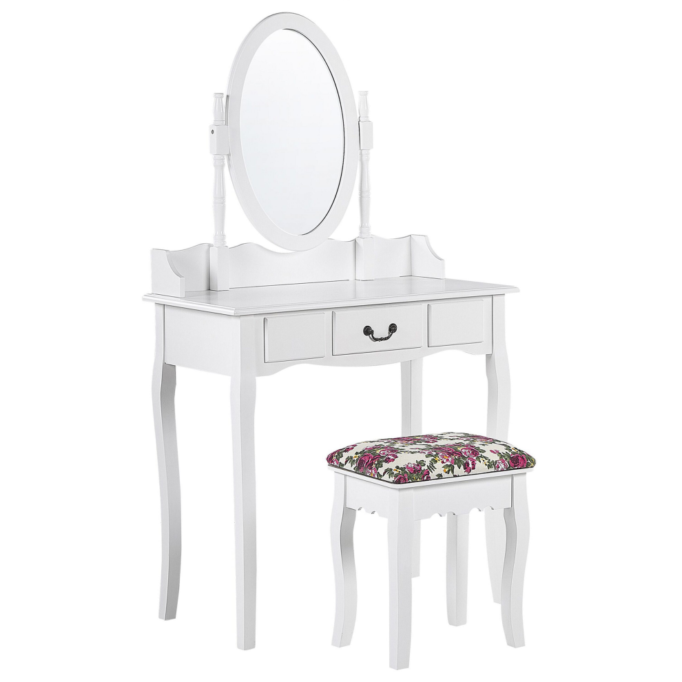 Dressing Table with Mirror and Stool SOLEIL White