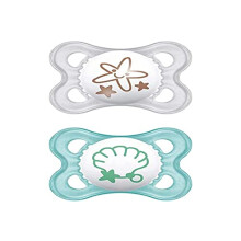 MAM Original S159 Pacifier with SkinsoftTM Silicone Teat, Ultra Soft, for Baby 0+ Months, Neutral (2 Pack) with Self-Sterilizing Box, 0+ Months