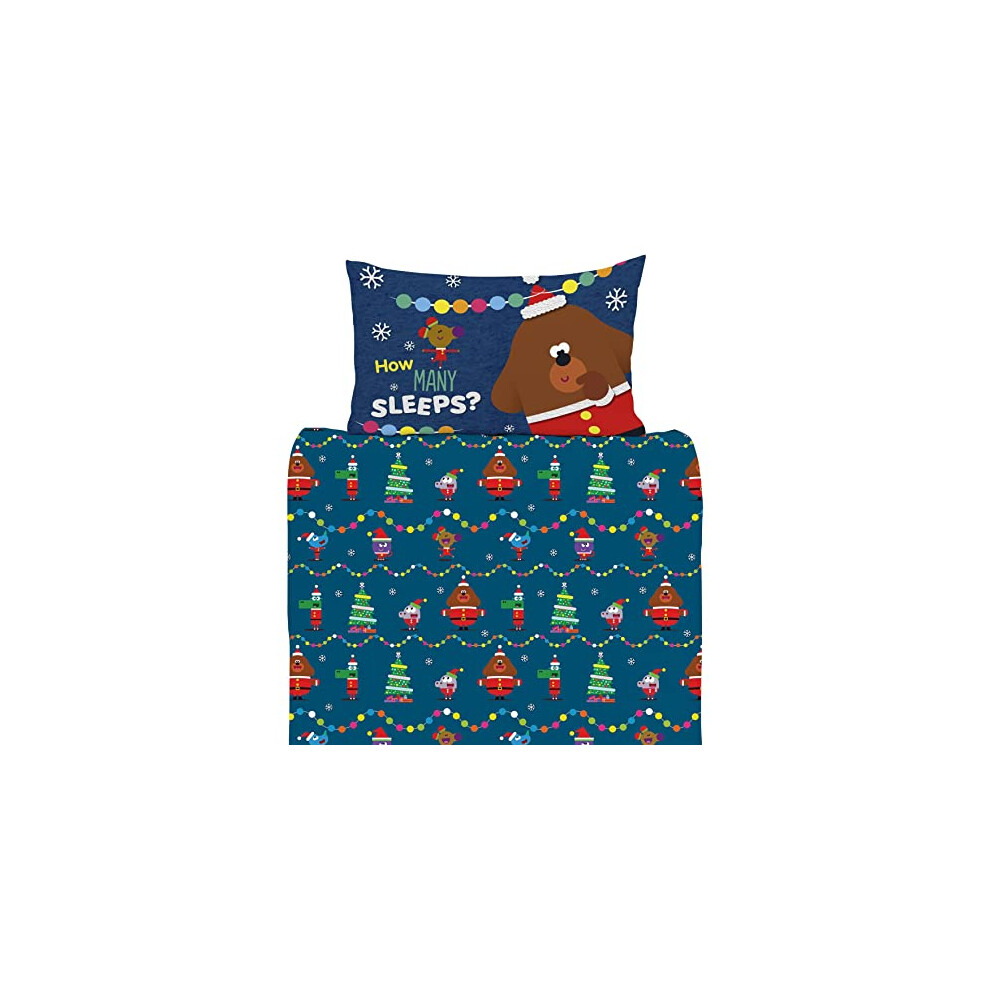 Hey Duggee Single Duvet Cover - Duggee Christmas Design - Official Reversible Bedding Set - Polycotton