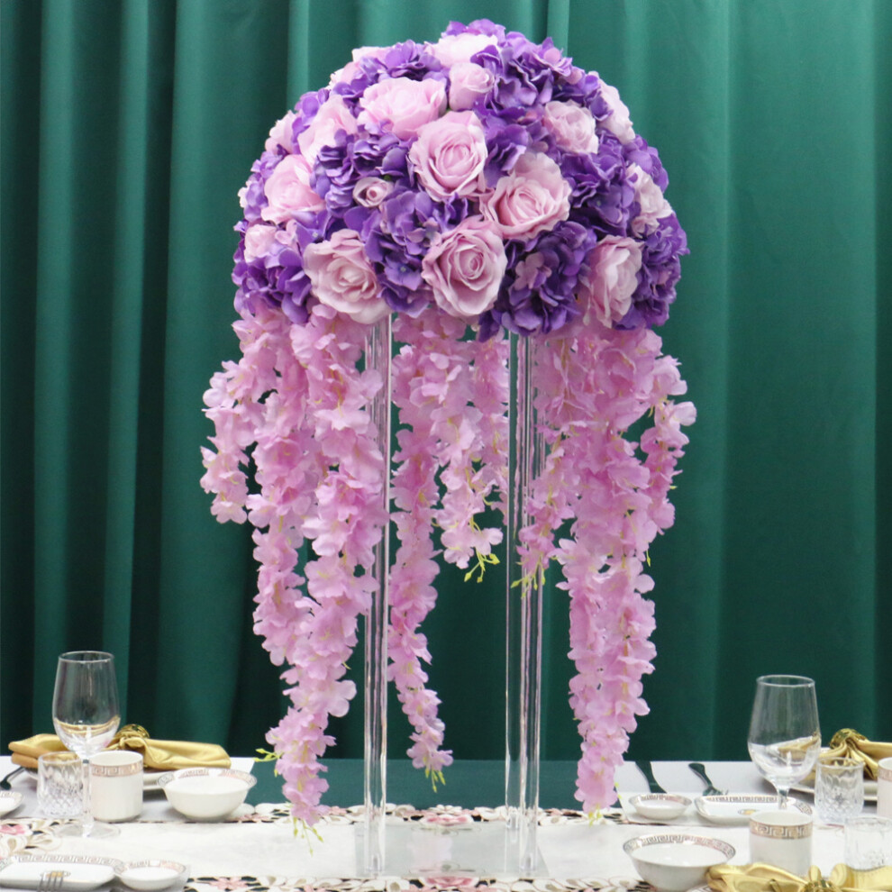 (25cm W x 25cm D x 60cm H) Transparent Acrylic Flower Stand for Wedding Decor and Road Lead