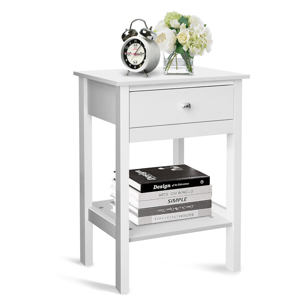 Nightstand with Drawer Small Side Table for Living Room, Bedroom, Dorm