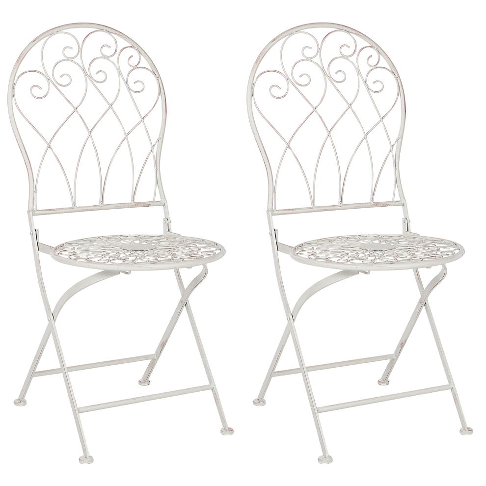 Set of 2 Garden Chairs STIFFE Metal White