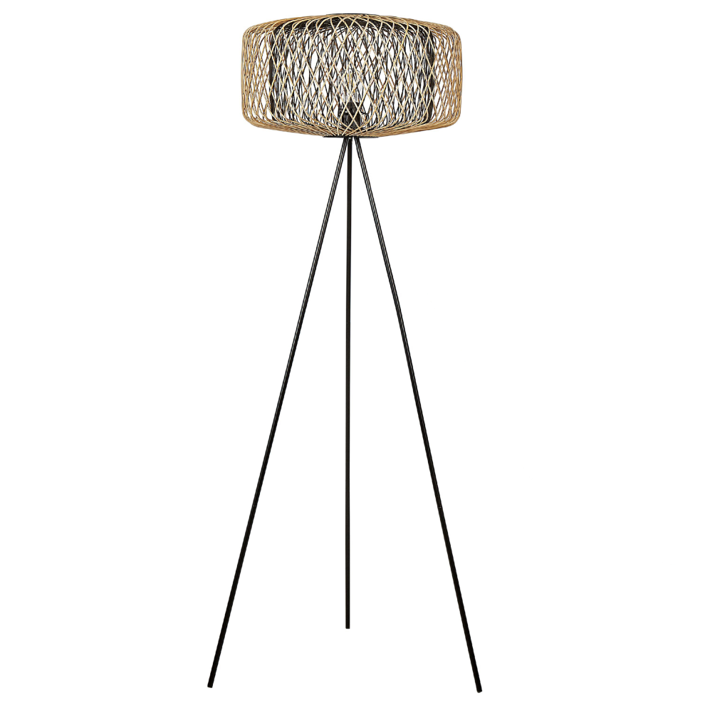 Floor Lamp JAVARI Bamboo Wood Black