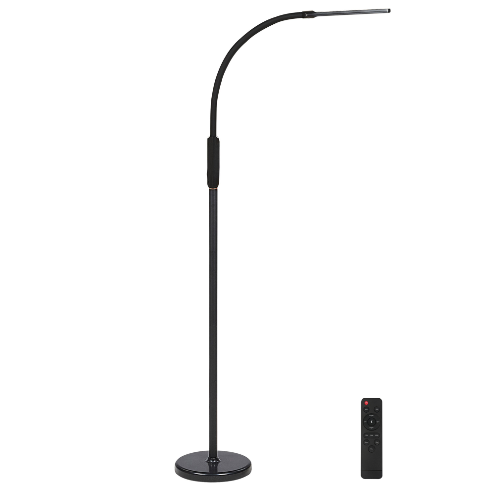 Convertible LED Floor and Clamp-On Lamp APUS with Dimmer Metal Black