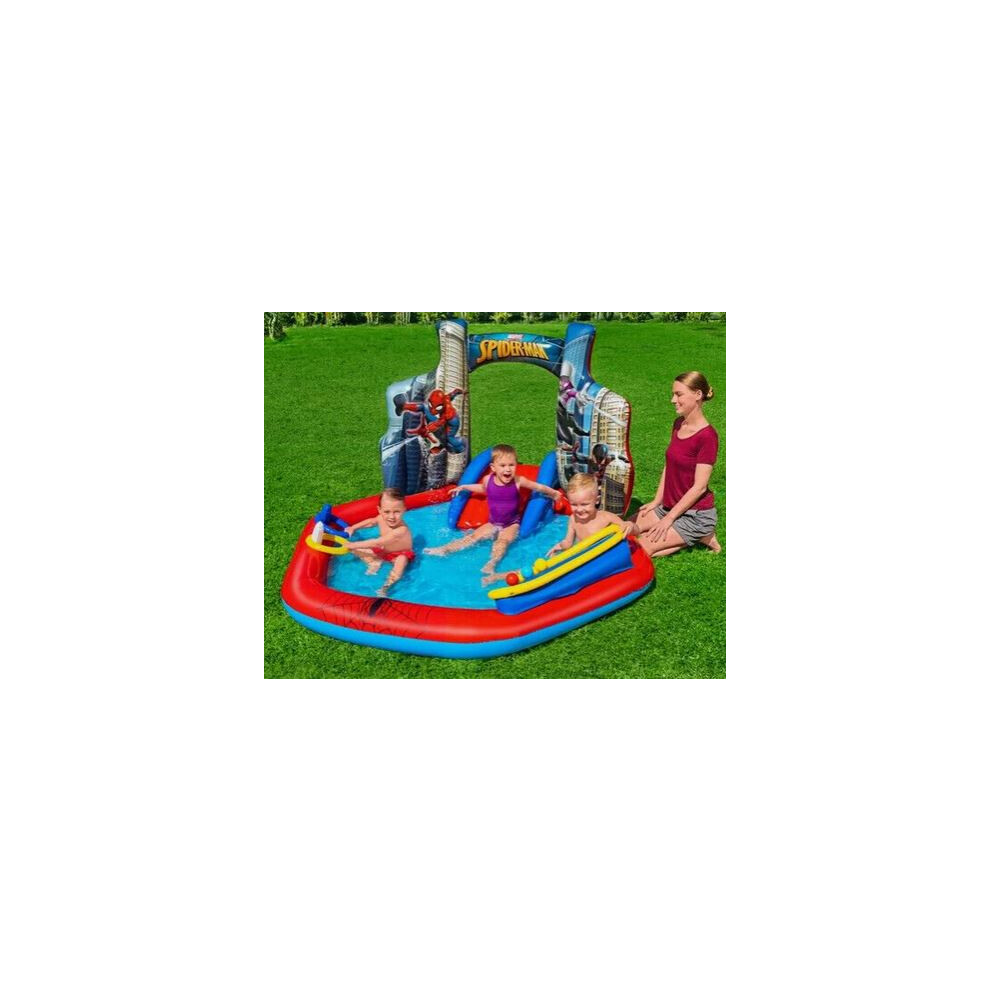 Spiderman Inflatable Play Centre Paddling Pool With Water Slide