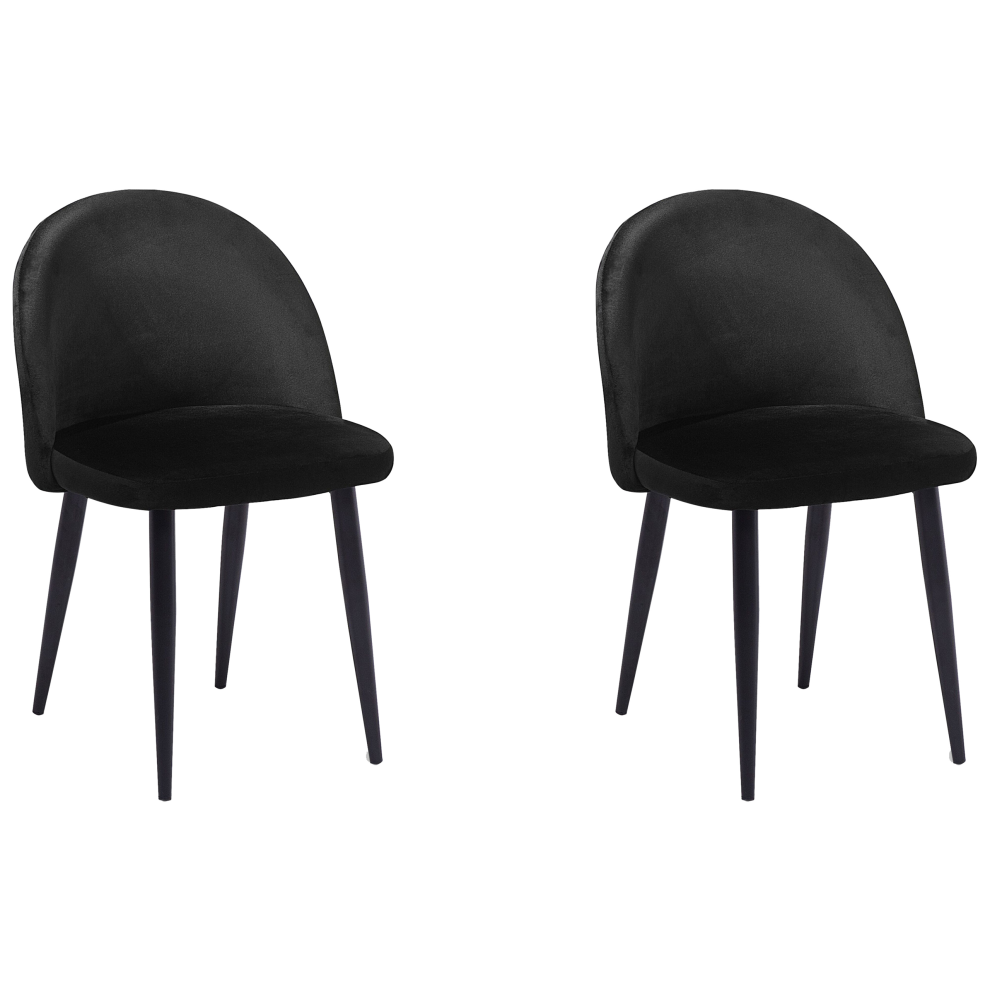 Set of 2 Dining Chairs VISALIA Velvet Black