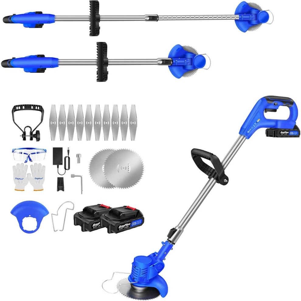 (With One Battery) Garden Strimmer for Makita Cordless Strimmer Battery & 12pcs Blade & Removable Wheels