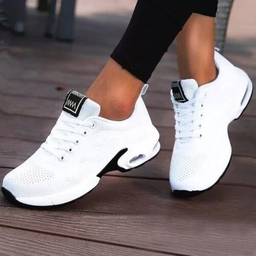 White, UK EU 41 US 9) Ladies Trainers Running Shoes Womens