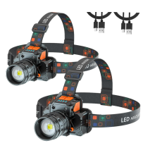 Rechargeable LED Headlamp Super Bright with Motion Sensor, 3 Modes, Zoomable, Waterproof Headlamp for Outdoor Hiking Camping Running Fishing(Black)