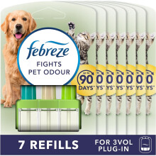 Febreze 3Volution Plug In Air Freshener Refill, 20ML X 7, Pet Odour Eliminator, Leaves A Fresh Scent