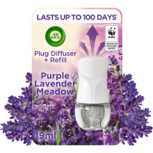 Air Wick Plug-In Diffuser Kit Purple Lavender Meadow (19ml) - 1 Device & 1 Refill, Up to 100 Days Fragrance, Essential Oils, Air Freshener