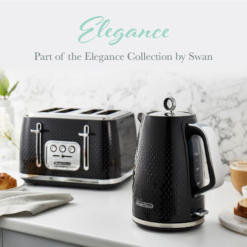 Swan Swan Elegance Kettle & 4 Slice Toaster Textured Black Gloss/Chrome 2