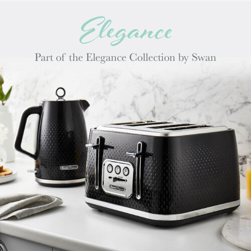 Swan Swan Elegance Kettle & 4 Slice Toaster Textured Black Gloss/Chrome 1