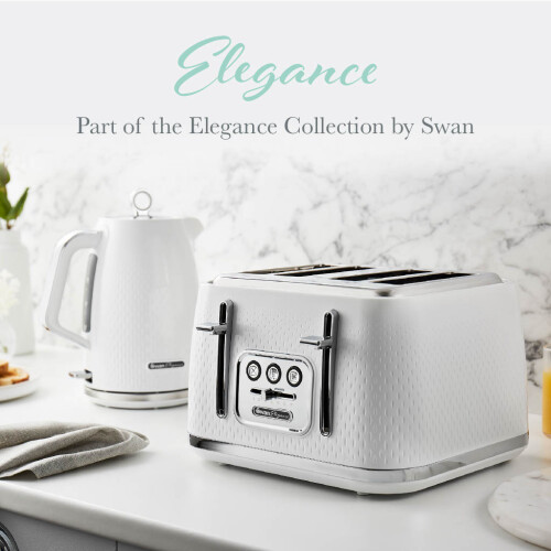 Swan Swan Elegance Kettle & 4 Slice Toaster Textured White Gloss & Chrome 2