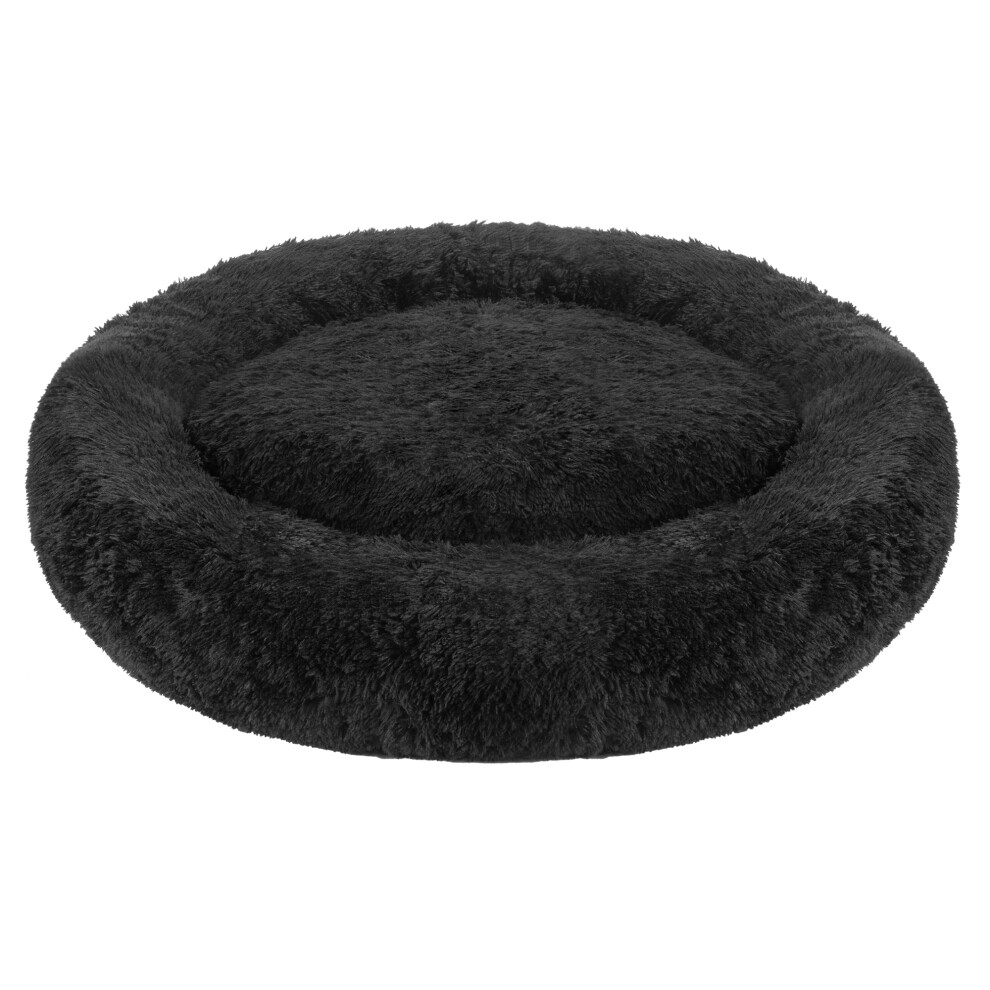 (X-Large, Black) Plush Donut Dog Bed Anti Anxiety Calming Pet Bed