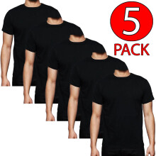 (5 Pack - Black, L) Mens Plain T Shirts Short Sleeve Summer Top 5 Pack