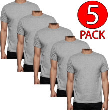 (5 Pack - Grey, XL) Mens Plain T Shirts Short Sleeve Summer Top 5 Pack