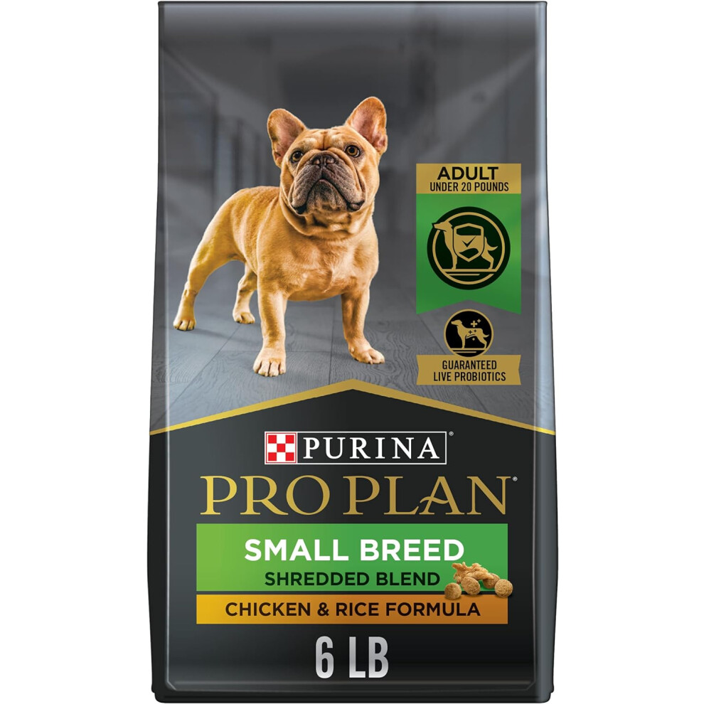 Purina Pro Plan Small Breed Dog Food With Probiotics For Dogs, Shredded Blend Chicken & Rice Formula - 6 Lb. Bag