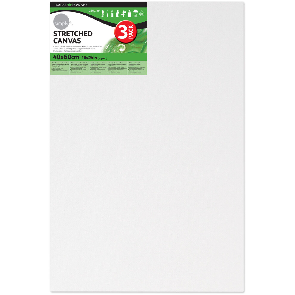 Daler Rowney Simply Canvas Pack of 3 - 40 x 60cm / 16 x 24