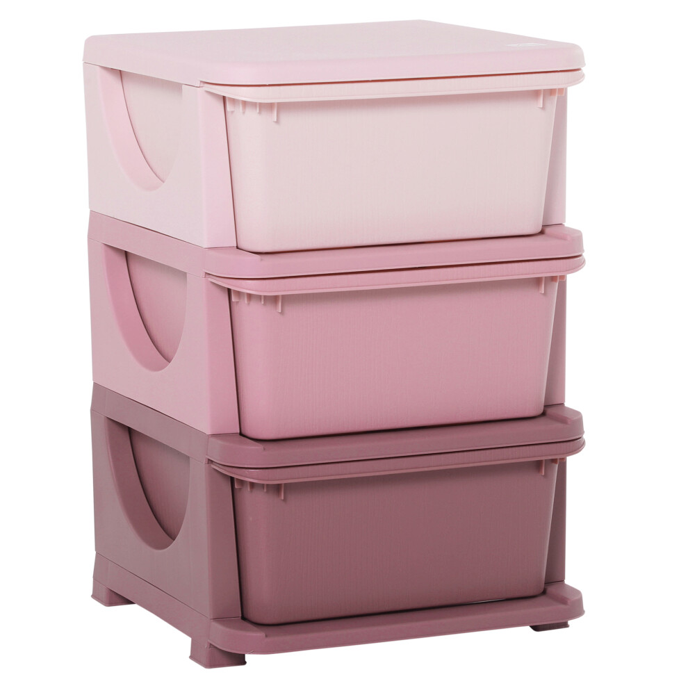 HOMCOM Kids Storage Units with Drawers 3 Tier Chest Vertical Dresser Tower