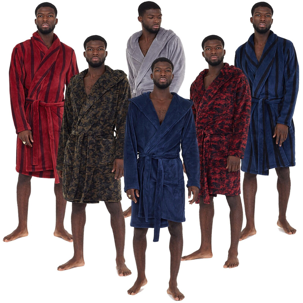 (Red Camo, L) Men Dressing Gown Robe Snuggle Fleece Brave Soul