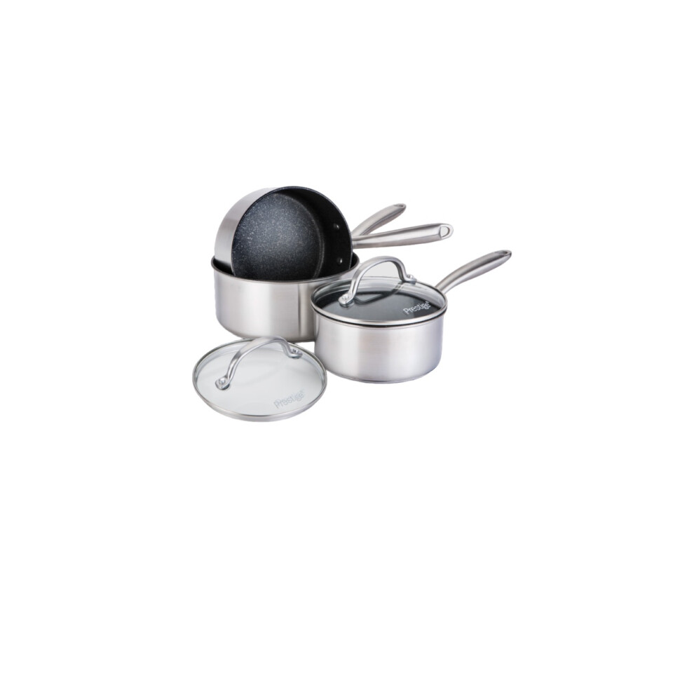 Prestige Scratch Guard Saucepan Set Stainless Steel Non Stick Induction Cookware